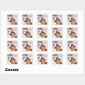 Buffel Plaid Pekingese Hond Kerstmis Vierkante Sticker (Vel)