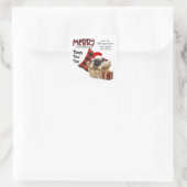 Buffel Plaid Pug Puppy Kerstmis Vierkante Sticker (Tas)