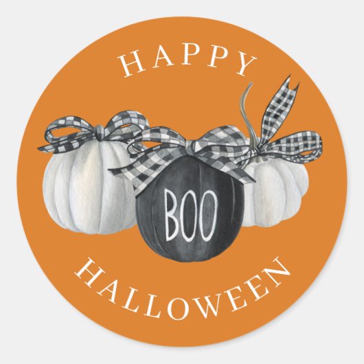 Buffel Plaid Pumpkins Land Halloween Ronde Sticker (Voorkant)