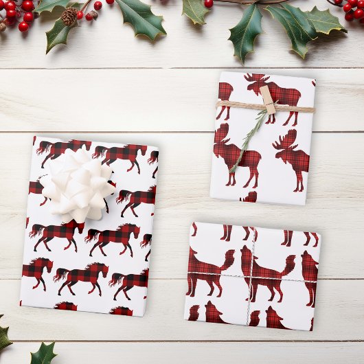 Buffel Plaid Rode Kerstmis Dieren Lumberjack Inpakpapier Vel