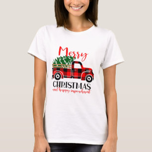 Buffel Plaid Rode Vrachtwagen Kerstboom Grappige I T-shirt