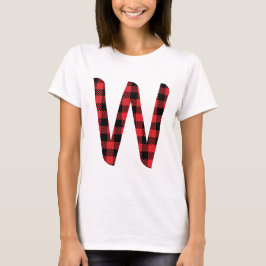 Buffel Plaid Rood en Zwart Letter W Monogram T-shirt