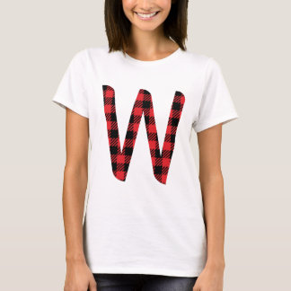 Buffel Plaid Rood en Zwart Letter W Monogram T-shirt