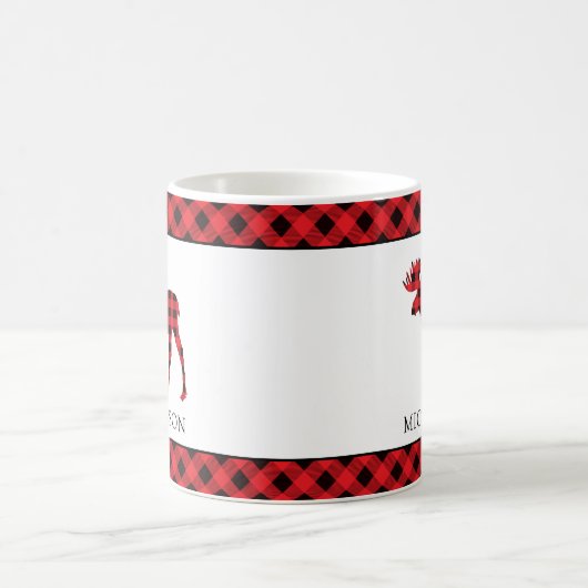 Buffel Plaid Rood Rustiek Xmas Moose Silhouet Koffiemok (Center)