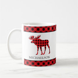 Buffel Plaid Rood Rustiek Xmas Moose Silhouet Koffiemok