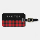 Buffel Plaid Rood Zwart Monogram Bagagelabel (Voorkant horizontaal)