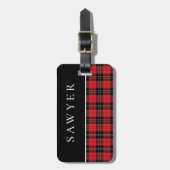 Buffel Plaid Rood Zwart Monogram Bagagelabel (Voorkant verticaal)