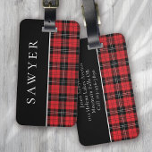 Buffel Plaid Rood Zwart Monogram Bagagelabel