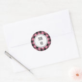 Buffel Plaid Roze Zwart Gepersonaliseerde tekst Ronde Sticker (Envelop)
