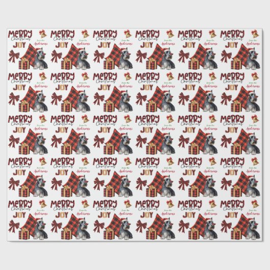 Buffel Plaid Schotse Terriër Hond Kerstmis Cadeaupapier (Vlak)