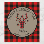 Buffel Plaid Sneeuwvlok Antler Herten Wijn Etiket (Enkel label)