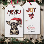 Buffel Plaid Tekst Chihuahua Puppy Kerstmis Cadeaulabel
