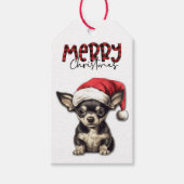Buffel Plaid Tekst Chihuahua Puppy Kerstmis Cadeaulabel (Voorkant)
