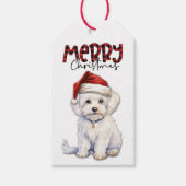 Buffel Plaid Tekst Maltese Hond Kerstmis Cadeaulabel (Voorkant)