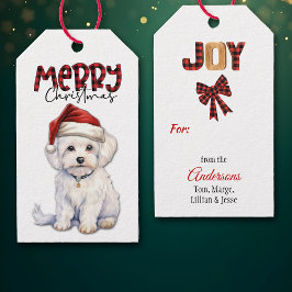 Buffel Plaid Tekst Maltese Hond Kerstmis Cadeaulabel
