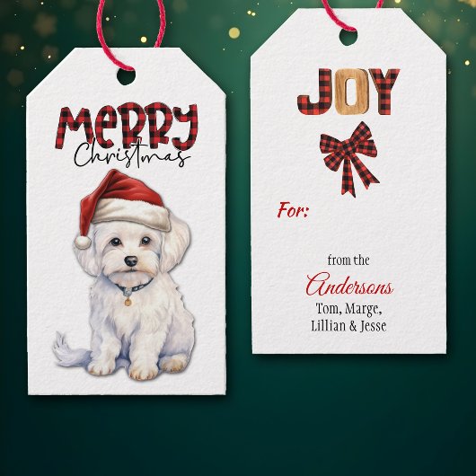 Buffel Plaid Tekst Maltese Hond Kerstmis Cadeaulabel