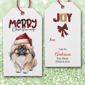 Buffel Plaid Tekst Pekingese Hond Kerstmis Cadeaulabel