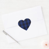 Buffel Plaid Zwart en Blauw Checks Patroon Hart Sticker (Envelop)