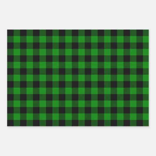 Buffel Plaid Zwart-wit, Rood en Groen Inpakpapier Vel (Voorkant 3)
