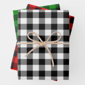 Buffel Plaid Zwart-wit, Rood en Groen Inpakpapier Vel (In situ)