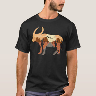 Buffel silhouet woestijn Cactussen Monument Valley T-shirt