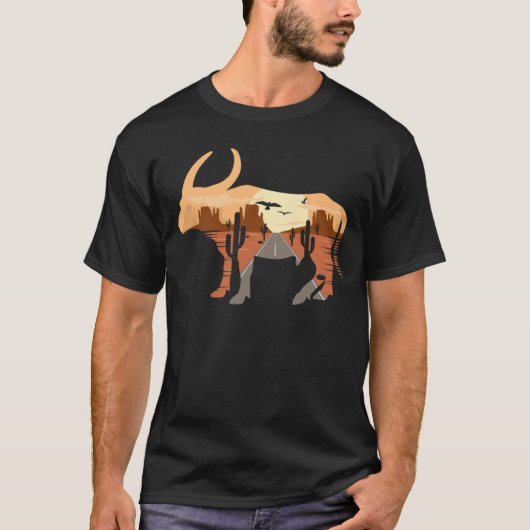 Buffel silhouet woestijn Cactussen Monument Valley T-shirt (Voorkant)