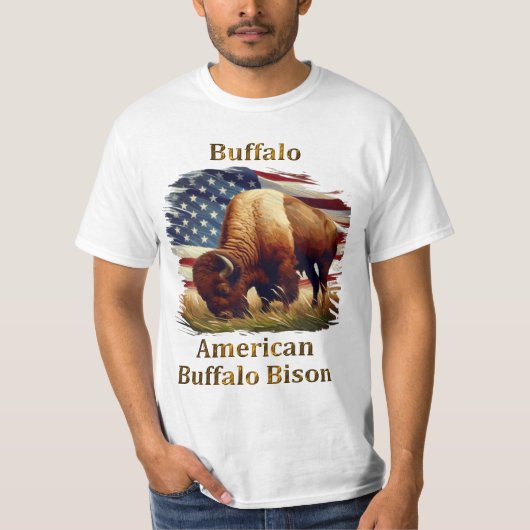 Buffel voor de Amerikaanse vlag T-shirt (Voorkant)