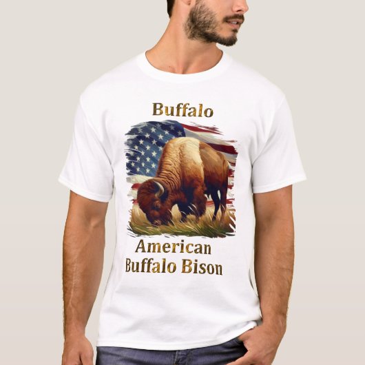 Buffel voor de Amerikaanse vlag T-shirt (Voorkant)
