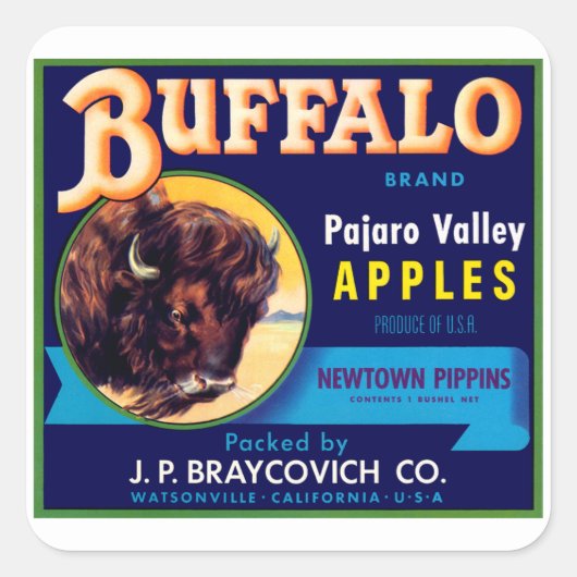 Buffelappels Vierkante Sticker (Voorkant)