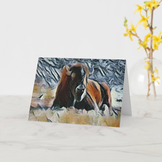 Buffelblanco in Wenskaart Kaart (Gele Bloem)