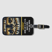 Buffelboer met kudde bij zonsondergang bagagelabel (Voorkant (horizontaal))