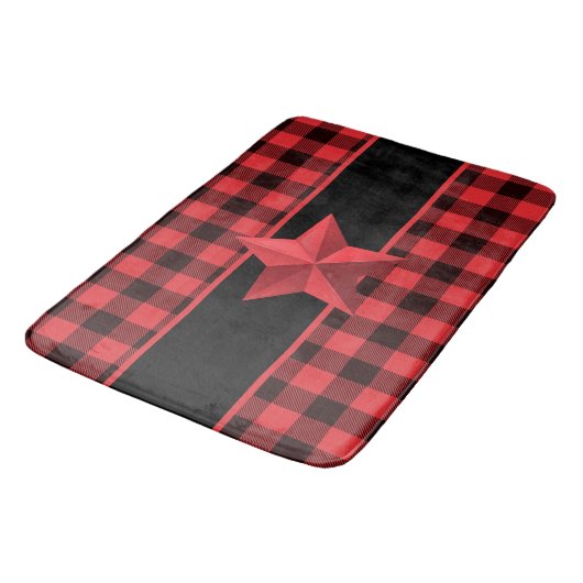 Buffelbord met rood/zwart met rood Star-ontwerp Badmat (Gekanteld)