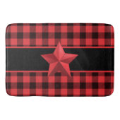 Buffelbord met rood/zwart met rood Star-ontwerp Badmat (Voorkant)