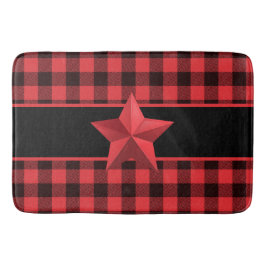 Buffelbord met rood/zwart met rood Star-ontwerp Badmat