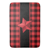 Buffelbord met rood/zwart met rood Star-ontwerp Badmat (Voorkant Verticaal)