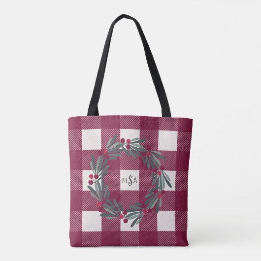  buffelcheque Monogram rood  meisje Tote Bag (Achterkant)