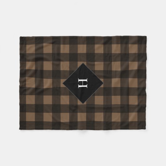 Buffelcontrole Aangepaste kleur bruin monogram Fleece Deken (Voorkant (Horizontaal))