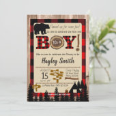 Buffelcontrole Beer Lumberjack Baby shower Kaart (Staand voorkant)