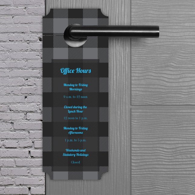 Buffelcontrole - Grijs en Zwart Deurhanger (Buffalo Check - Gray and Black Door Hanger by Office Accessories Shop)