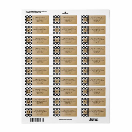 Buffelcontrole Monogram gegoten kraftpapier Etiket (Full Sheet)