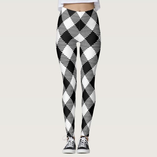 buffelcontrole, zwart-wit patroon leggings (Voorkant)