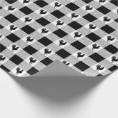 Buffelcontroles en roosterpatroon - zwart | wit cadeaupapier (Hoek)