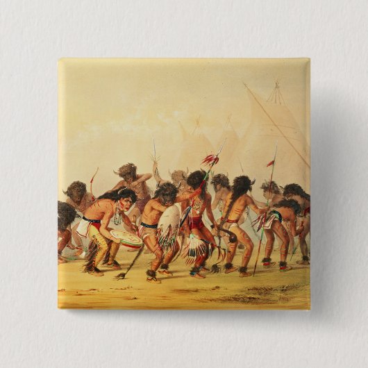 Buffeldans, c.1832 vierkante button 5,1 cm (Voorkant)