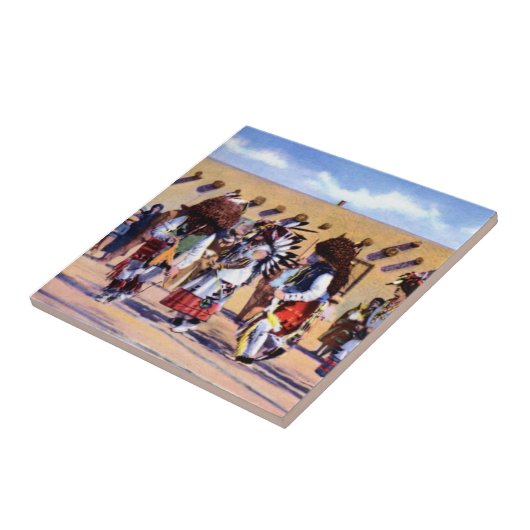 Buffeldans van de Pueblo-indianen Tegeltje (Zijkant)