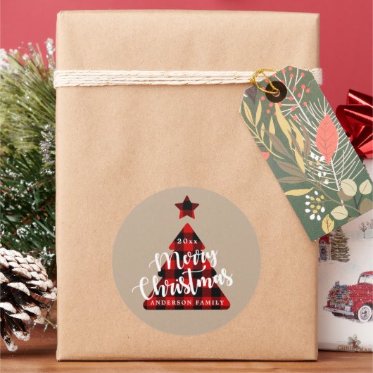 Buffelgarnaal voor kerstbomen ronde sticker (Feestdagen)