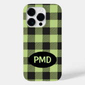 Buffelgeblazen limoen groen zwart monogram Initiaa Case-Mate iPhone Case (Achterkant)