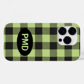 Buffelgeblazen limoen groen zwart monogram Initiaa Case-Mate iPhone Case (Achterkant (horizontaal))