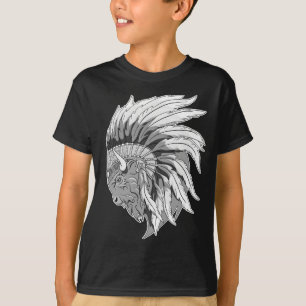 Buffelhoofd met kinderen T-shirt van het Indiase h