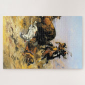 “Buffeljacht” Cowboy Kunst van Charles Russell Legpuzzel (Horizontaal)