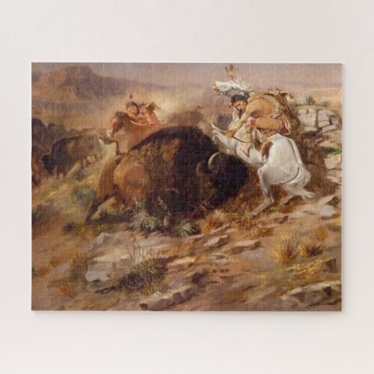 Buffeljacht indiaanse jagers C M Russell Legpuzzel (Horizontaal)
